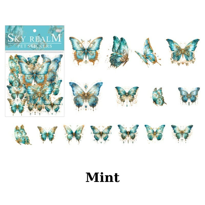 Sky Land Theme Sticker Pack PET Laser Gold Butterfly Sticker