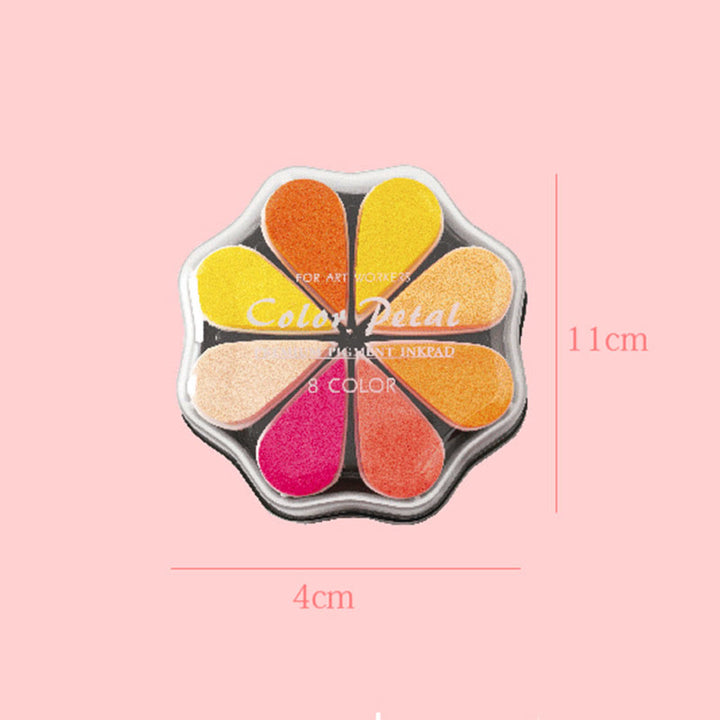 8 Metallic Colors Finger Ink Pads Petal Color Box for Wooden Rubber Stamps