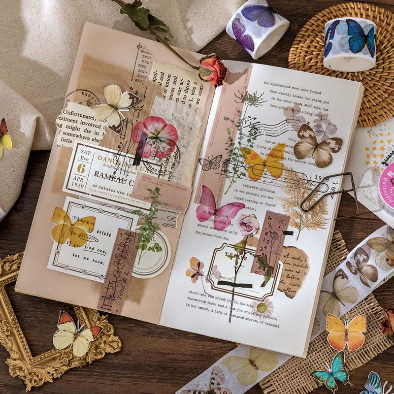 Vintage Butterfly Poem Series Sticker For Journal Decor