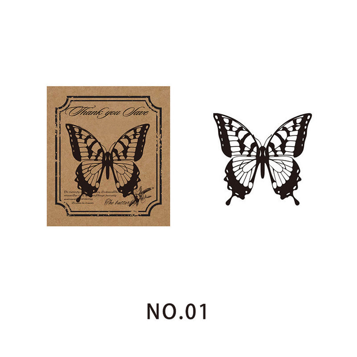 9 Styles Butterfly Theme Wood Rubber Stamps Journal Diary Decoration