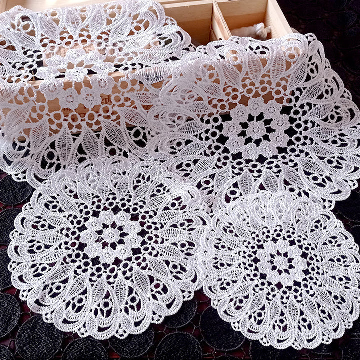 Hollow Out European Lace Coasters Vintage Embroidery Round Tablecloth