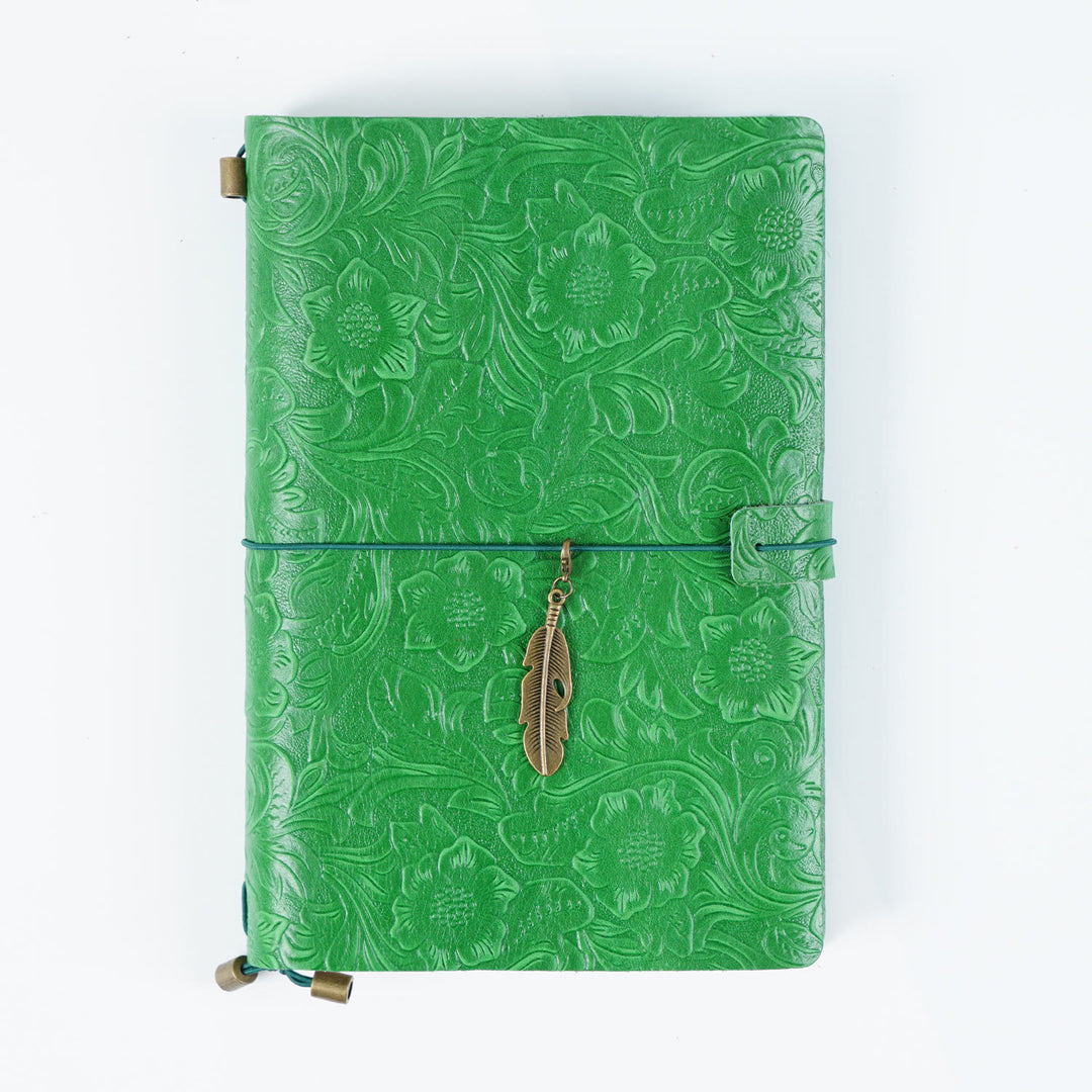 Vintage Engraved Leather Cover Notebook For Travel Daily Record