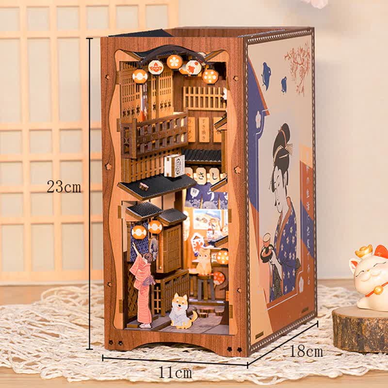 Under the Sakura Tree DIY Book Nook Miniature Kit 3D Wooden Puzzle for Decoration