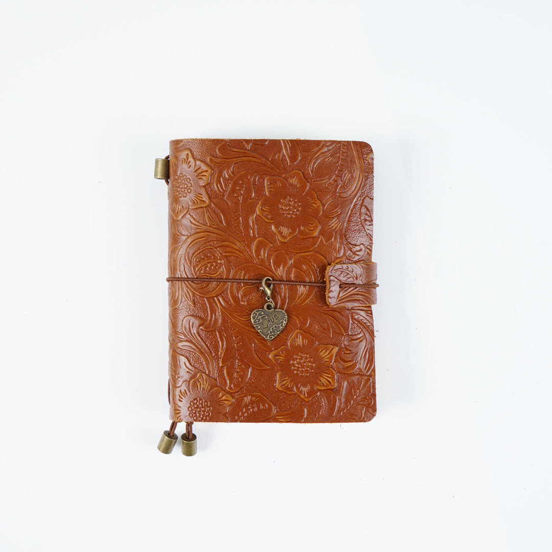 Vintage Engraved Leather Cover Notebook For Travel Daily Record