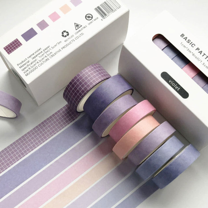 Solid Color Washi Tape 8Pcs Set Simple Style DIY Craft