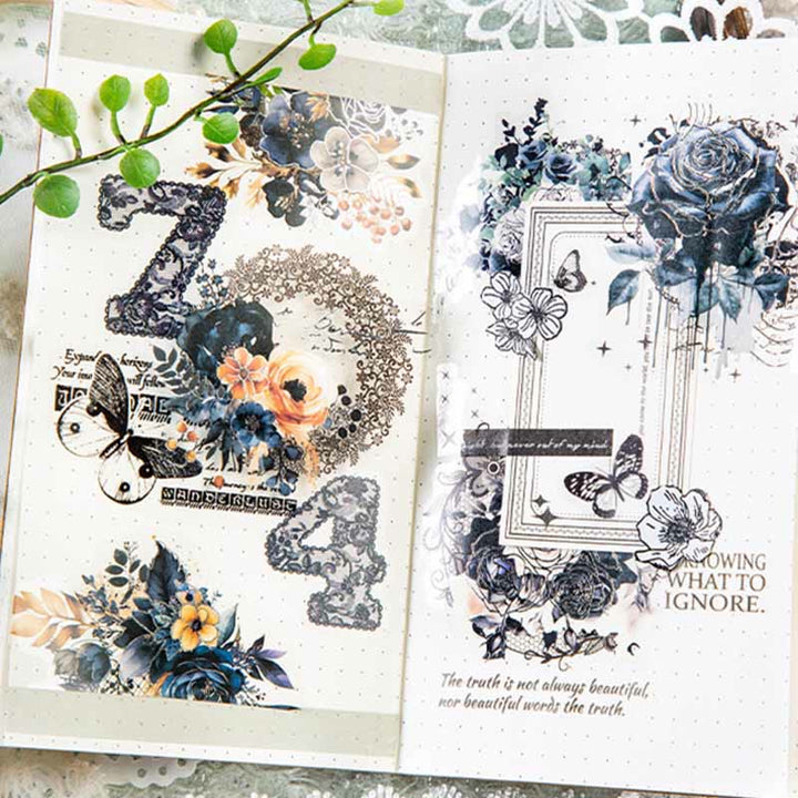 Vintage Floral Lace Sticker Set Decorative Backing Sticker