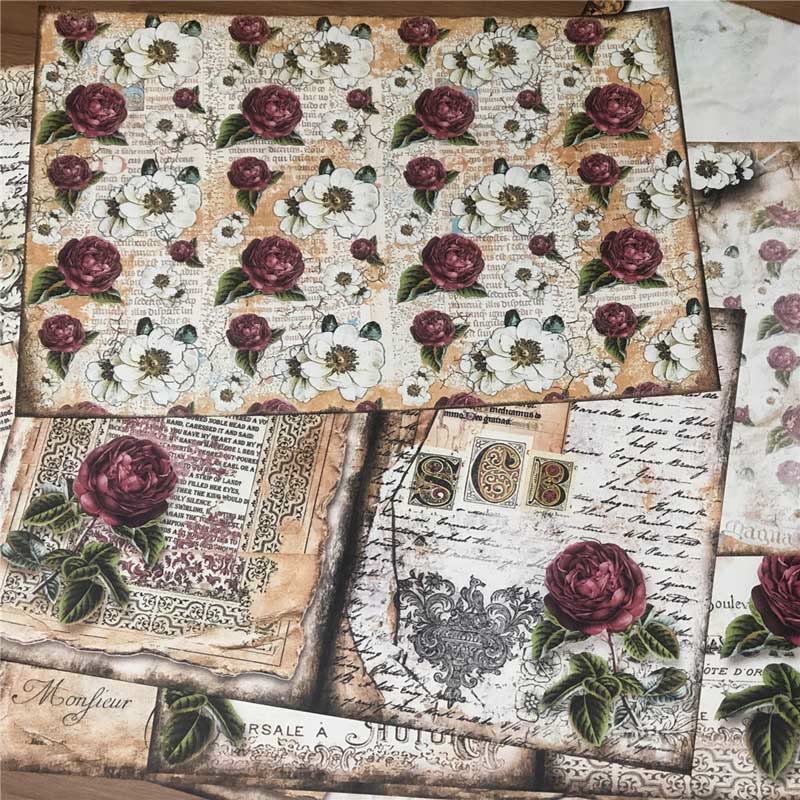 Retro Baroque Rose Junk Journaling Scrapbooking Paper Scrapbook Supplies