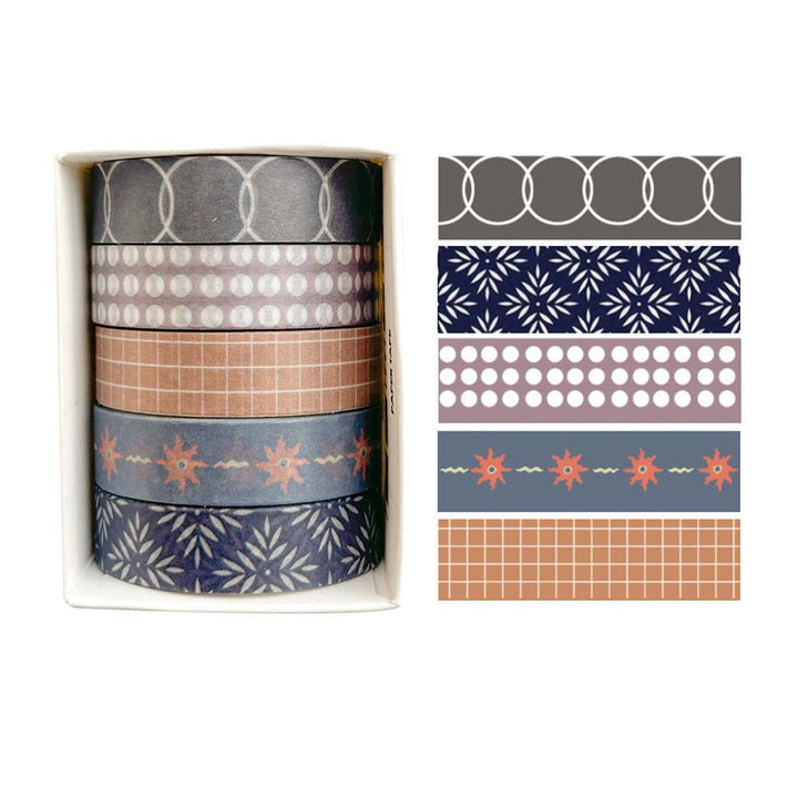 5 Rolls Passing Time Series Washi Tape Set Scrapbook Tape