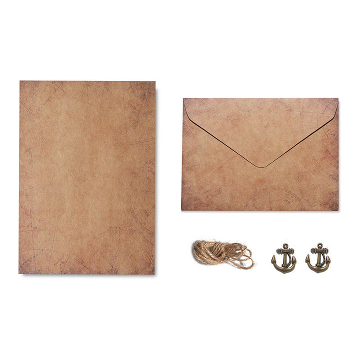 Kraft Paper Letter Envelopes Set With Small Pendant Decor