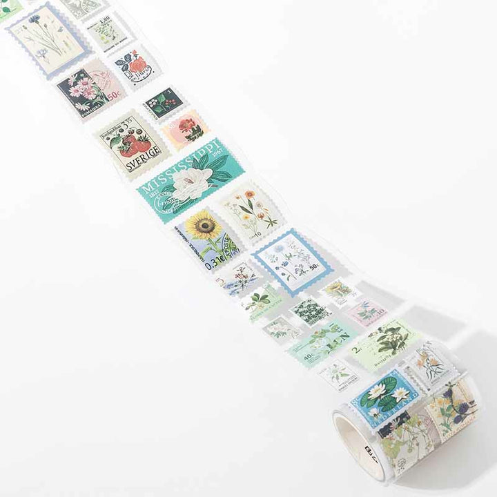 Natural Post Office Series Postage Stamp Stickers Tape Plants Buildings Mushroom Moon Postmark