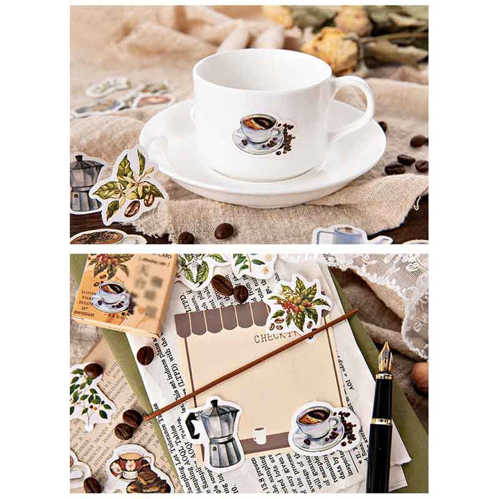 46pcs Rooftop Cafe Series Sticker For DIY Journal Decor