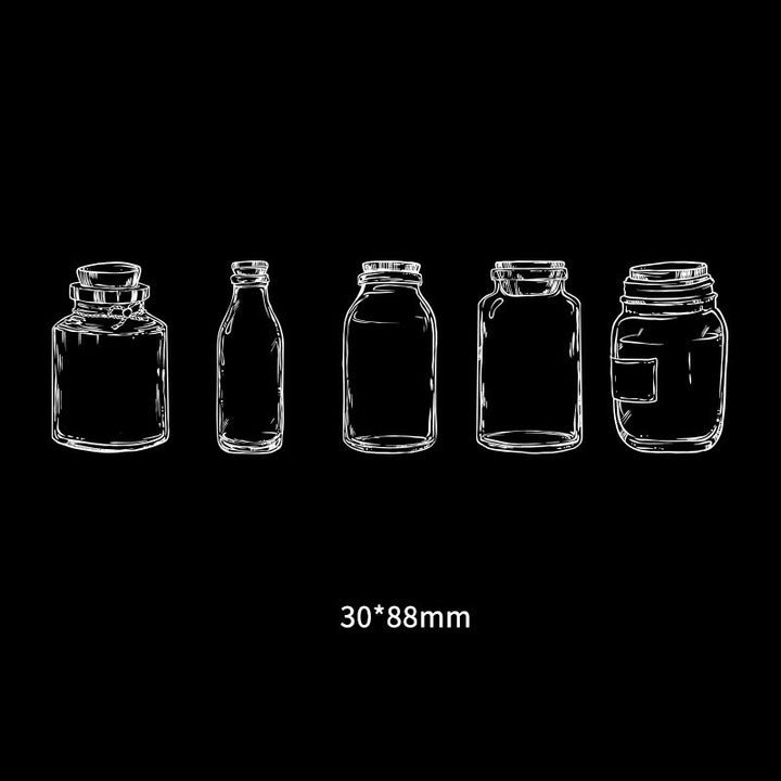 30Pcs Transparent Glass Bottle Vase Stickers