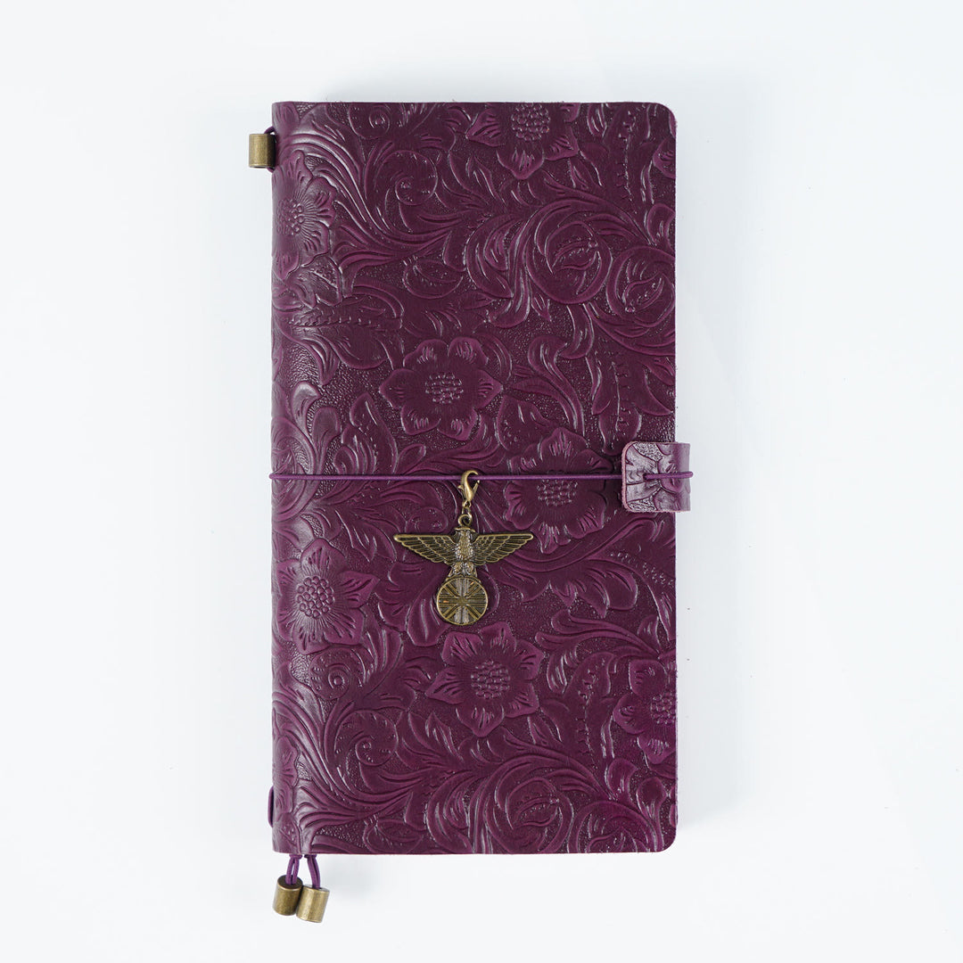 Vintage Engraved Leather Cover Notebook For Travel Daily Record