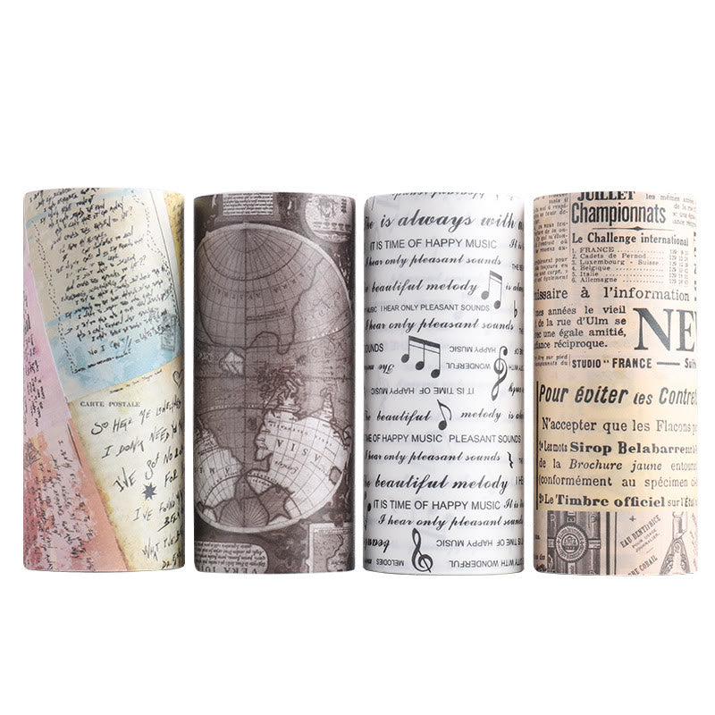 4 Rolls Vintage Newspaper Series Washi Tape Decorative Scrapbook Tape