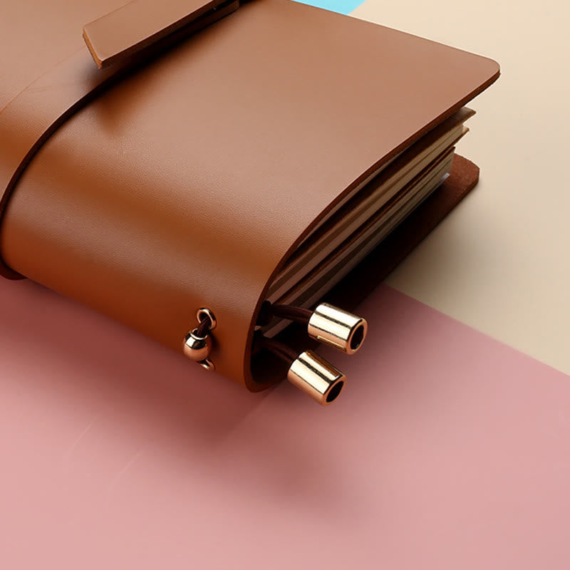 Minimalist Plain Color Leather Cover Notebook For Travel Daily Record