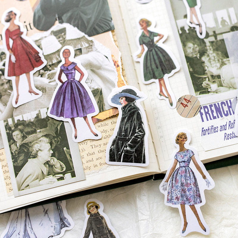 Nostalgic Fashion Show Stickers Vintage Characters Journal Decor