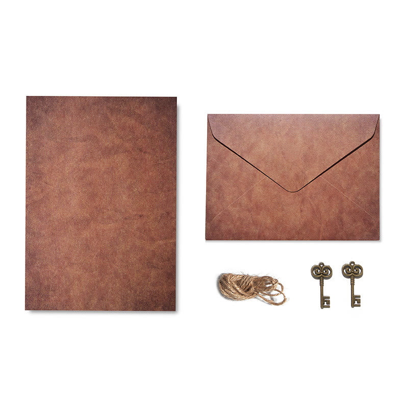 Kraft Paper Letter Envelopes Set With Small Pendant Decor