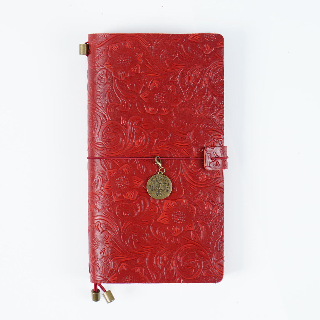 Vintage Engraved Leather Cover Notebook For Travel Daily Record