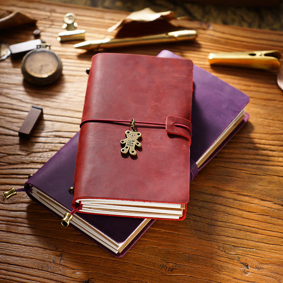 Vintage Leather Cover Notebook With Lashing Design For Business