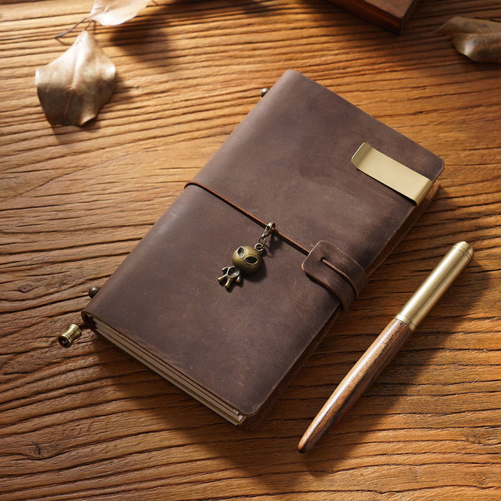 Vintage Leather Cover Notebook With Lashing Design For Business