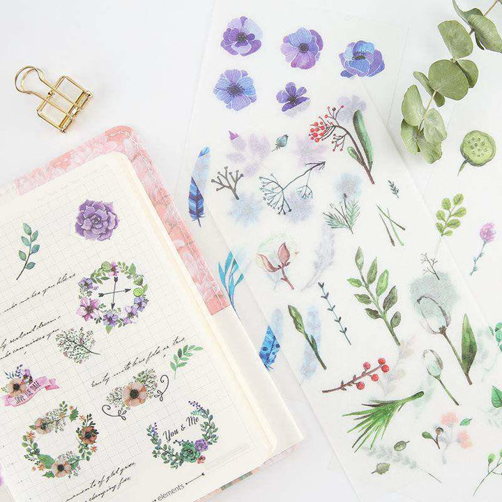 Watercolour Plants Series Washi Sticker For Journal Decor