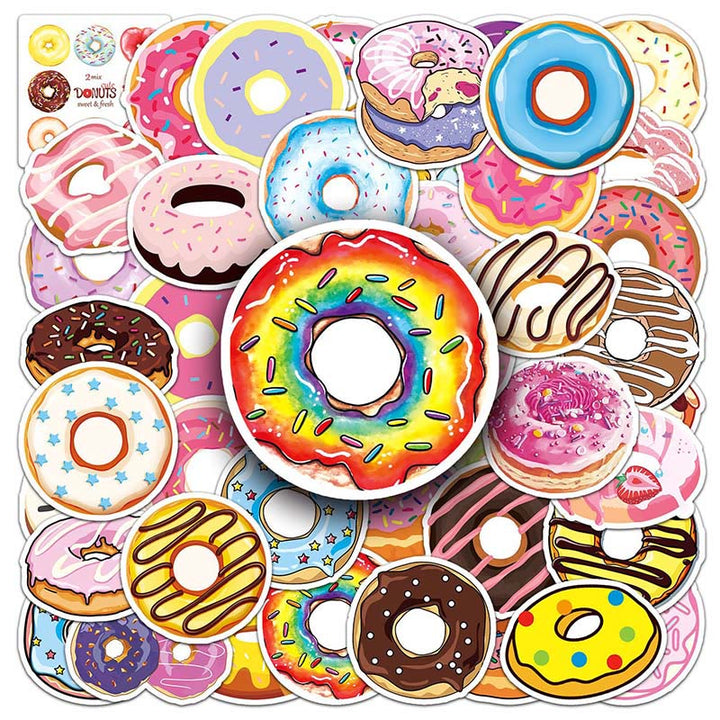 Delicious Donut Stickers 50pcs Cute Doughnut Sticker for Bottle Scrapbook Journaling