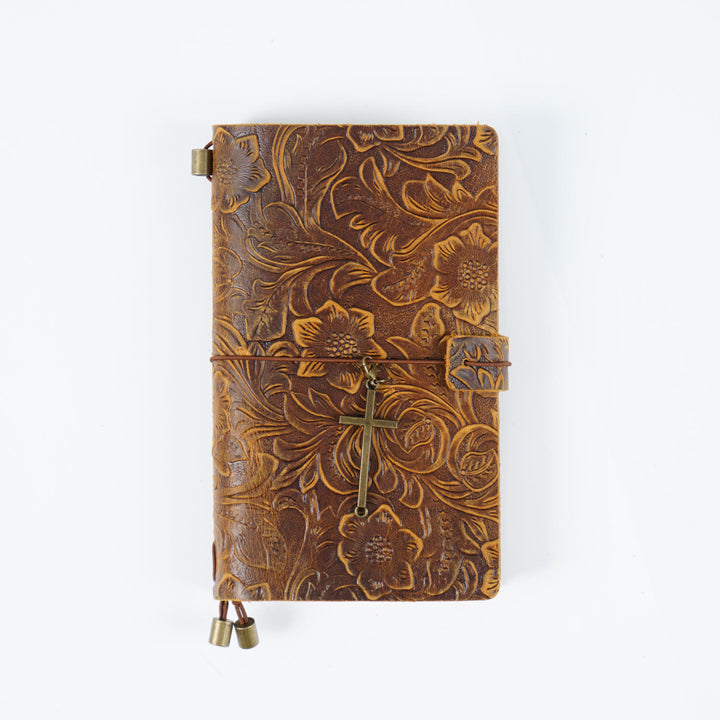 Vintage Engraved Leather Cover Notebook For Travel Daily Record