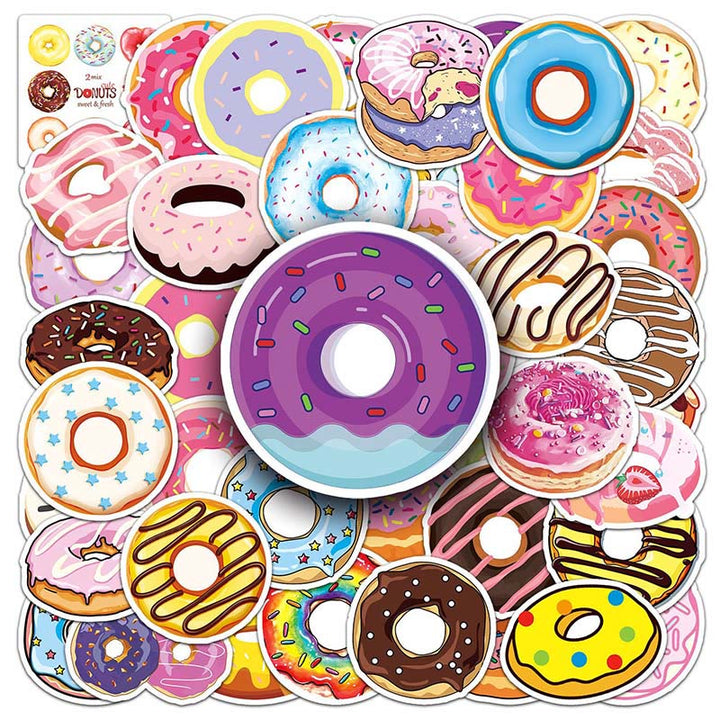 Delicious Donut Stickers 50pcs Cute Doughnut Sticker for Bottle Scrapbook Journaling