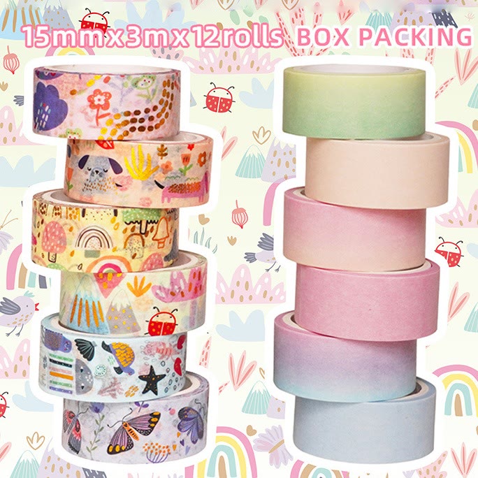 12 Rolls Fun Painting Series Washi Tape Set Scrapbook Tape