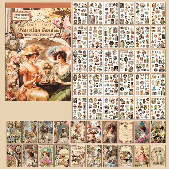 Victoria's Garden Series Sticker Paper Set For DIY Journal Decor