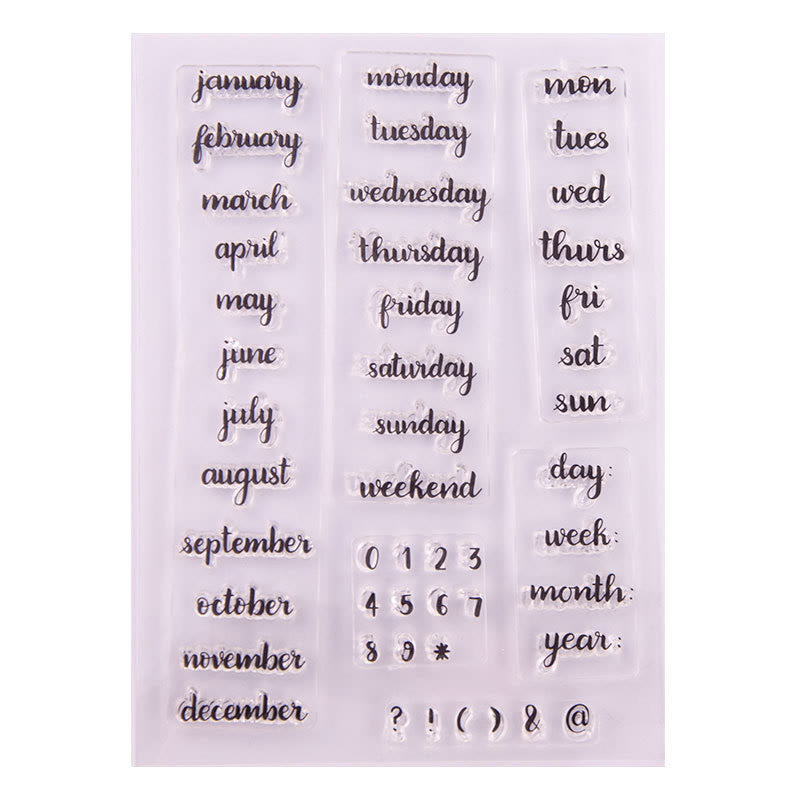 Clear Black Stamps Days Months Year Silicone Seal Rubber Stamps