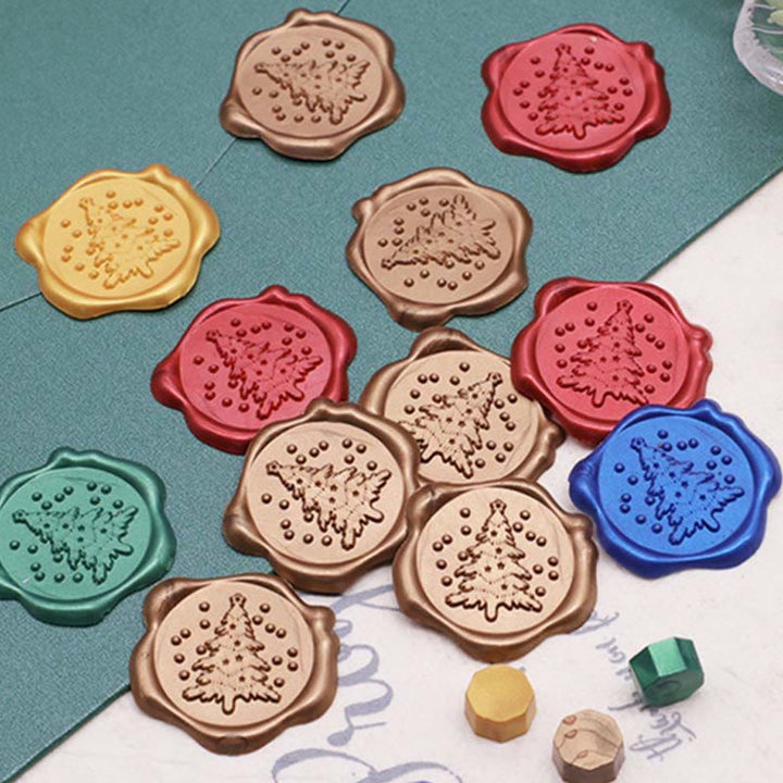 10pcs Christmas Tree Wax Seal Stamp Sticker For Envelope