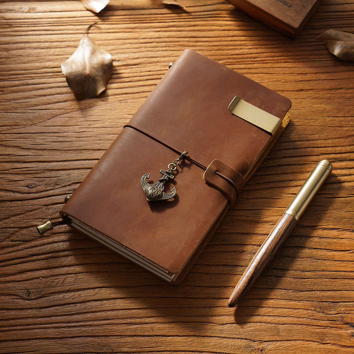 Vintage Leather Cover Notebook With Lashing Design For Business