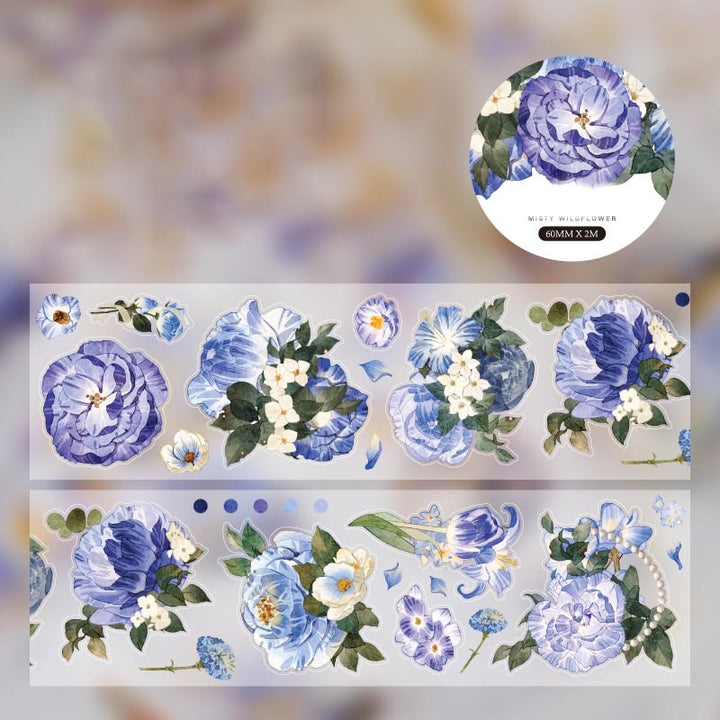 Fog Wildflower Curtain Series PET Tape Decorative Scrapbook Tape