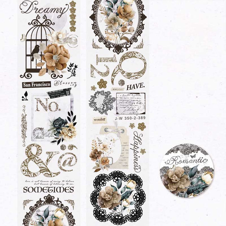 Lace Dark Nocturne Series PET Tape For DIY Scrapbook Decor