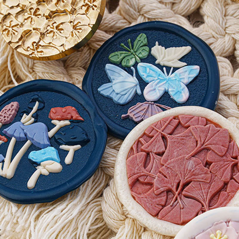 3D Relief Plant Art Series Seal Wax Stamp Decorative Gift