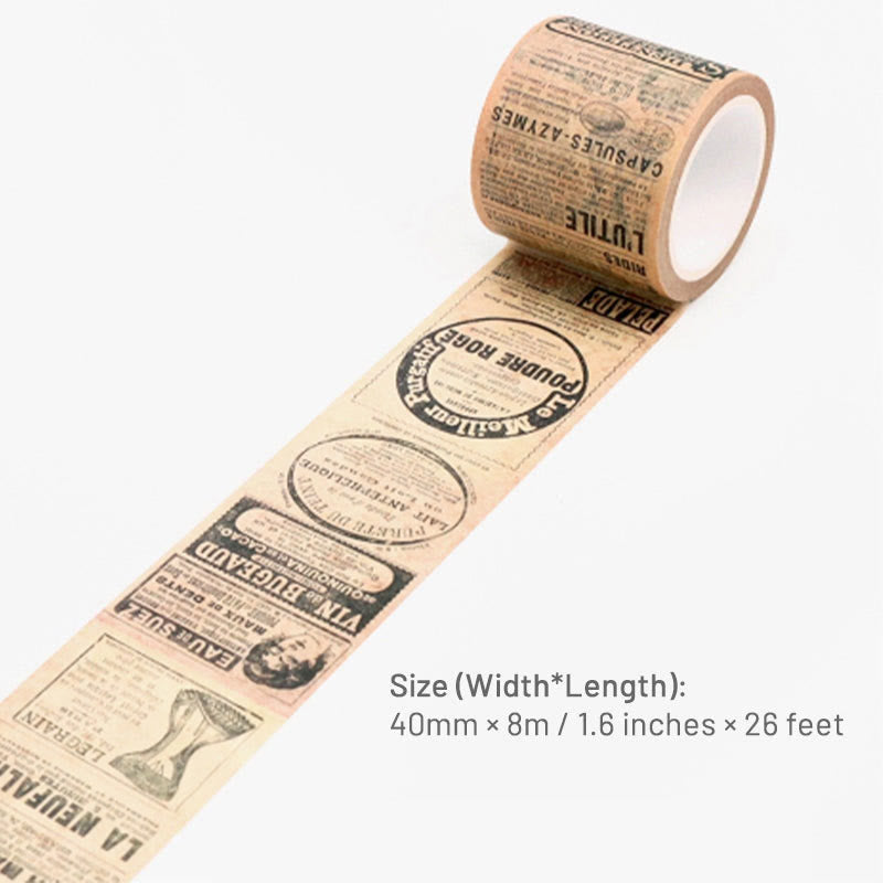 Gothic Style Washi Tape Number Alphabet Newspaper Map Letters Theme