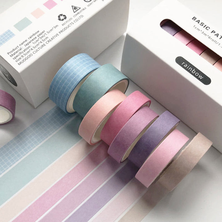 Solid Color Washi Tape 8Pcs Set Simple Style DIY Craft