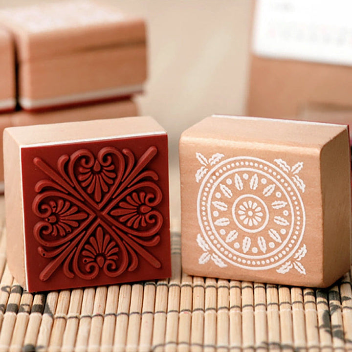 6 Styles Retro Floral Wooden Stamps For Card Making