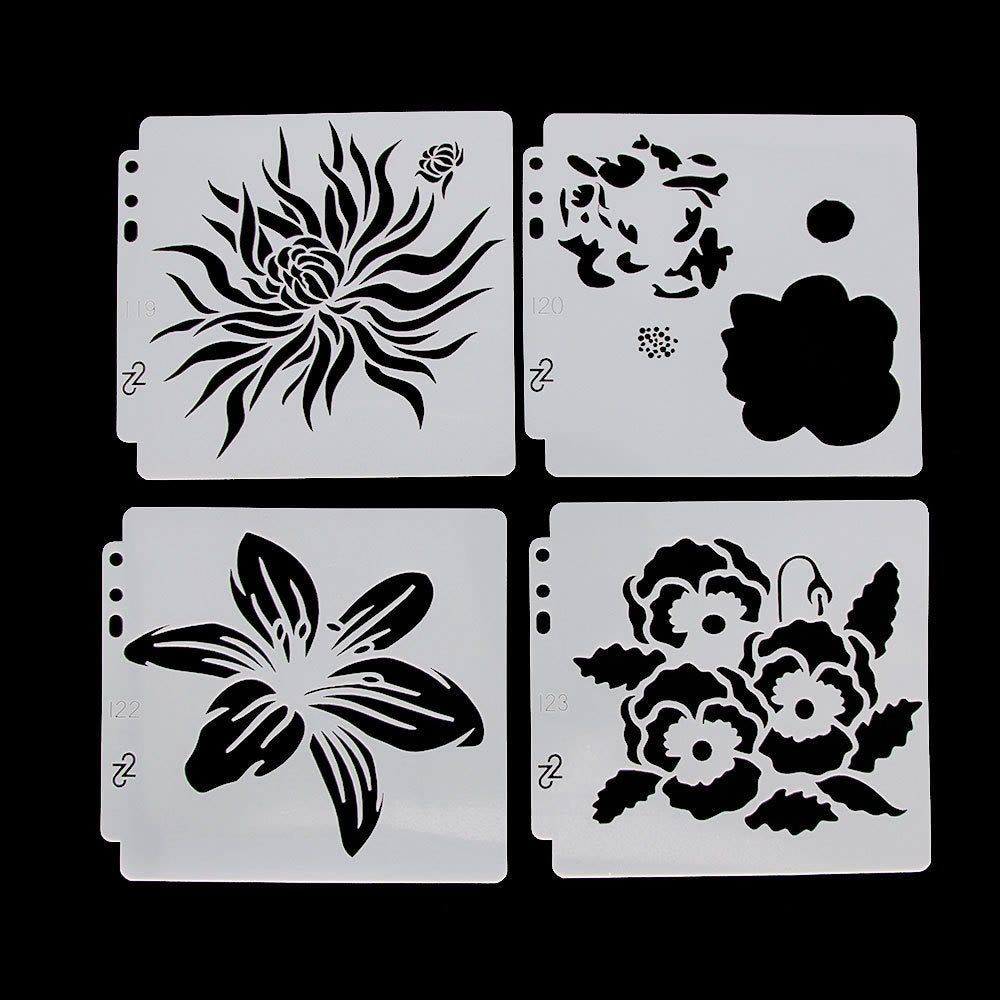 Flower Stencils for Painting 9Pcs Reusable Stencil Craft Drawing Templates