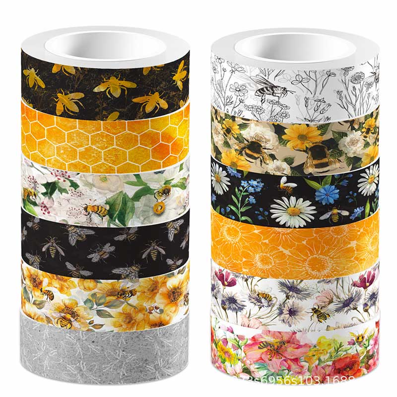 12 Rolls Spring Bee Series Washi Tape Set Scrapbook Tape