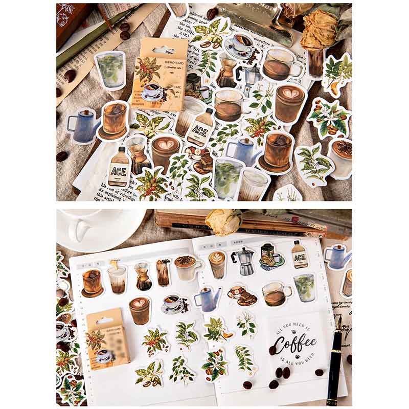 46pcs Rooftop Cafe Series Sticker For DIY Journal Decor