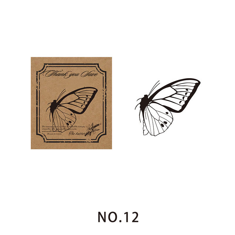 9 Styles Butterfly Theme Wood Rubber Stamps Journal Diary Decoration