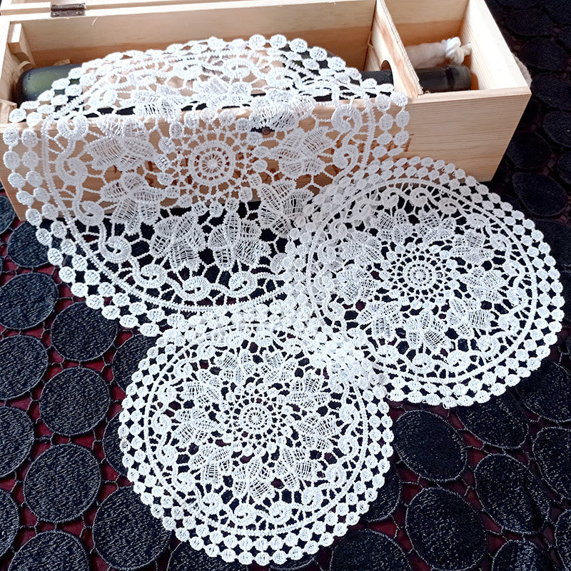 Hollow Out European Lace Coasters Vintage Embroidery Round Tablecloth