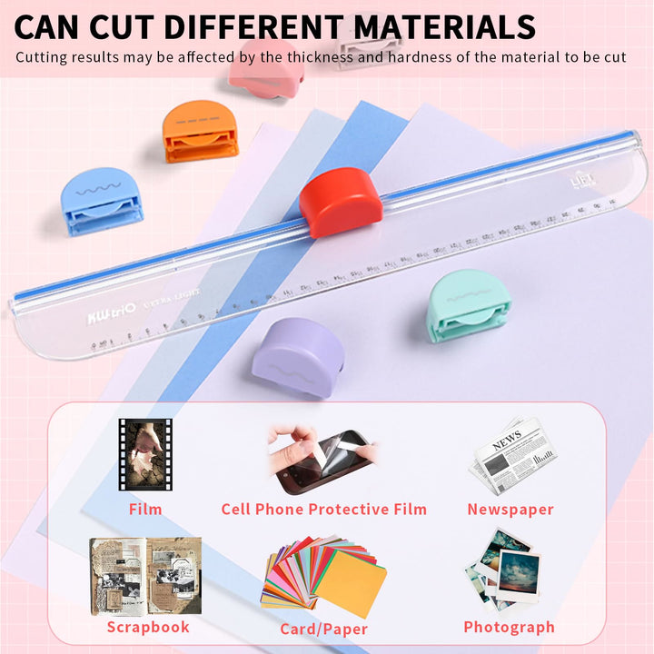 Paper Cutter Cutting Mat Paper Trimmer with 7 Type of Cutting Blade Portable Scrapbooking Tool with Side Ruler