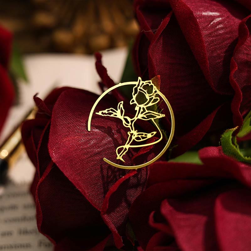 Metal Rose Bookmark Hollow Decorative Reading Folder Stamp Gift