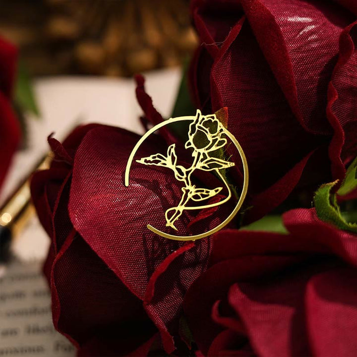 Metal Rose Bookmark Hollow Decorative Reading Folder Stamp Gift