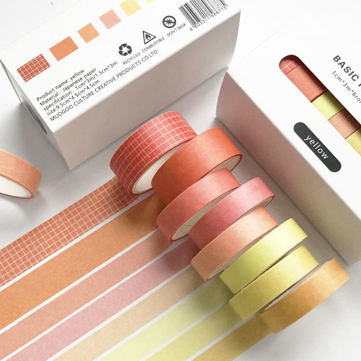 Solid Color Washi Tape 8Pcs Set Simple Style DIY Craft