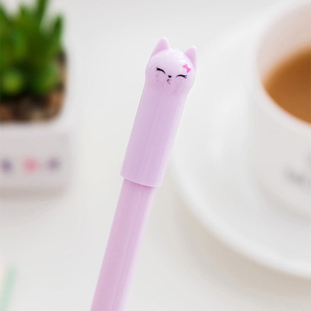 0.5mm Black Ink Tip Pens Cute Cat Pattern For Students