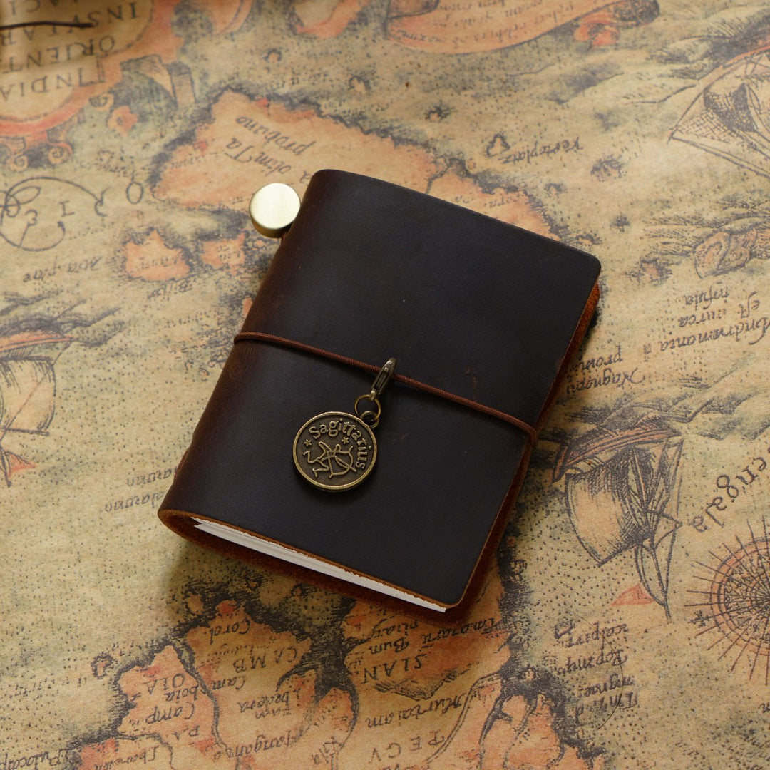 Mini Classic Leather Cover Notebook For Travel Daily Record